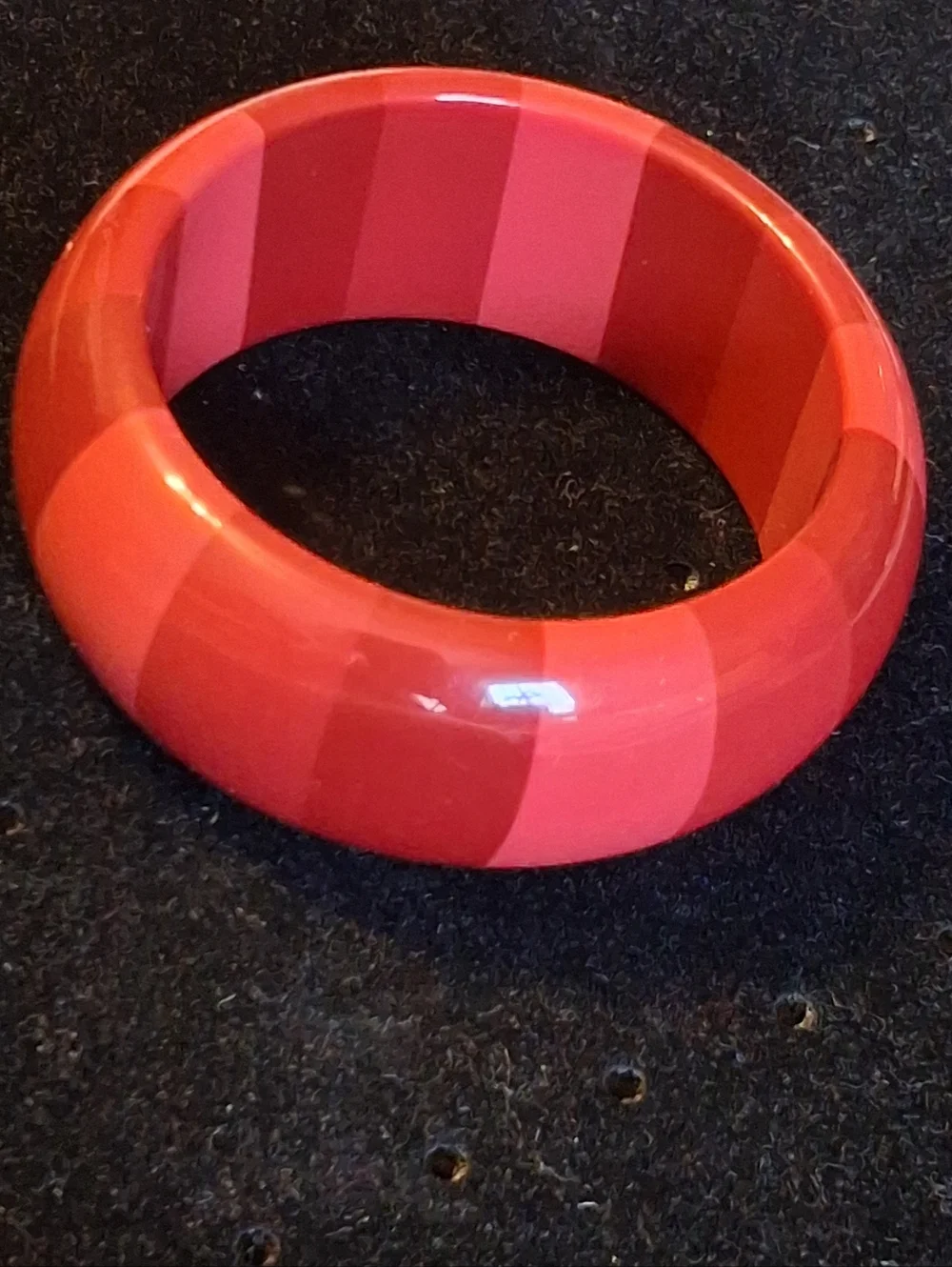 Girls' Chunky Red And Pink Striped Resin Bangle Bracelet